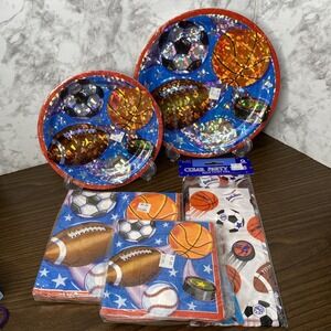 VTG Amscan "Action Sports" Party Supplies Lot Plates Napkins Loot bags (56piece)